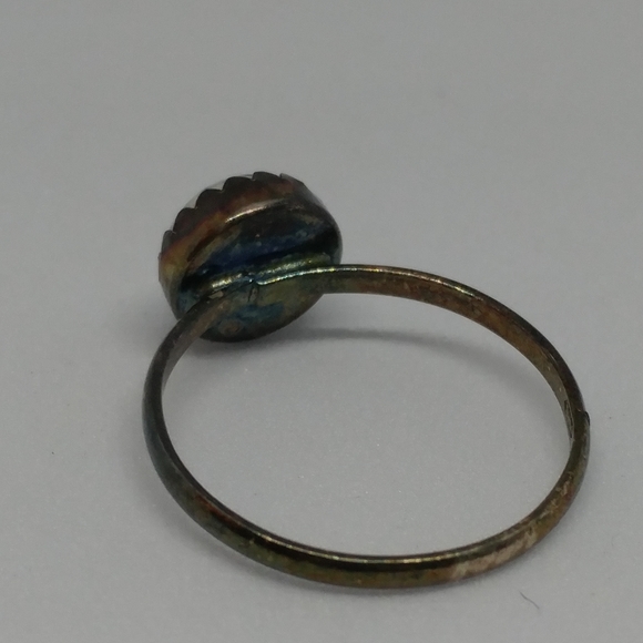 SOLD Dutch Windmill Porcelain Sterling Silver Ring - Picture 4 of 4